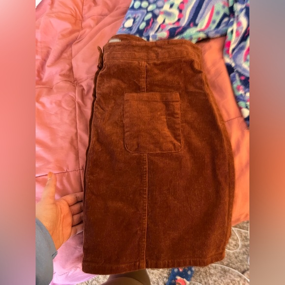 Corduroy brown button skirt - Picture 2 of 7